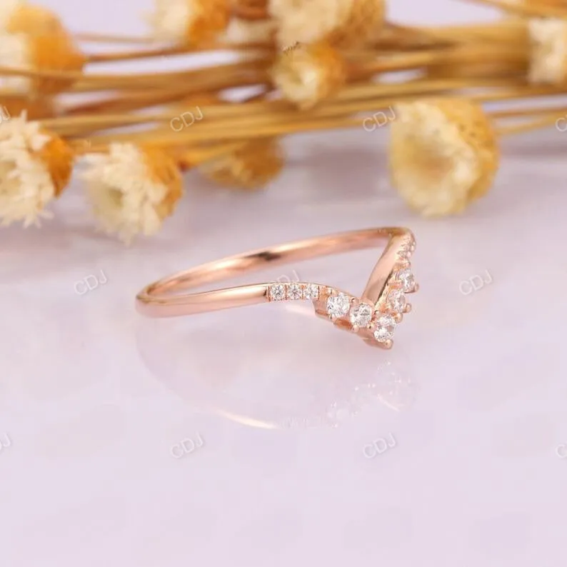 0.15ctw Lab Grown Diamond Rose Gold V Shape Wedding Band