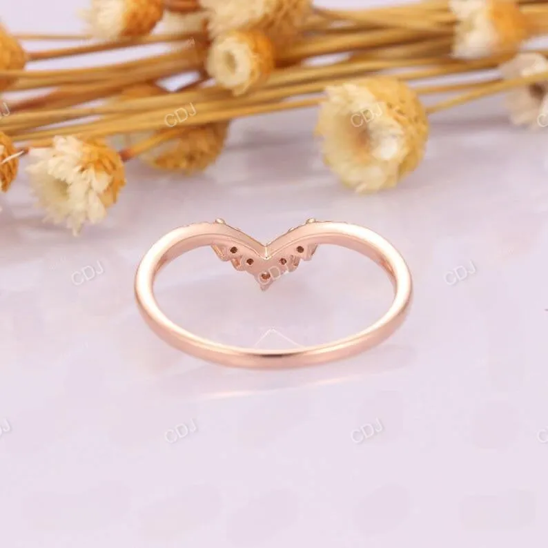 0.15ctw Lab Grown Diamond Rose Gold V Shape Wedding Band