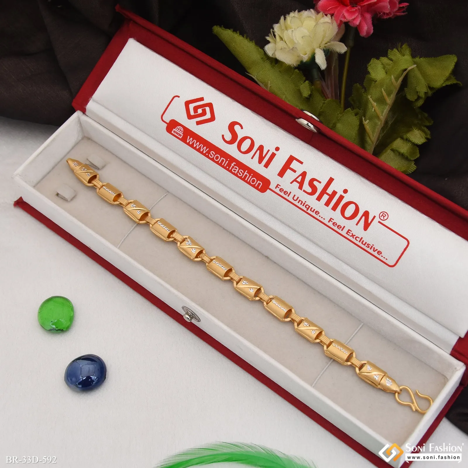 1 Gram Gold Plated Popular Design Nawabi Bracelet for Men - Style D592
