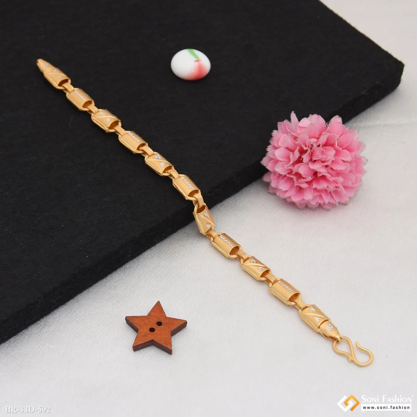 1 Gram Gold Plated Popular Design Nawabi Bracelet for Men - Style D592