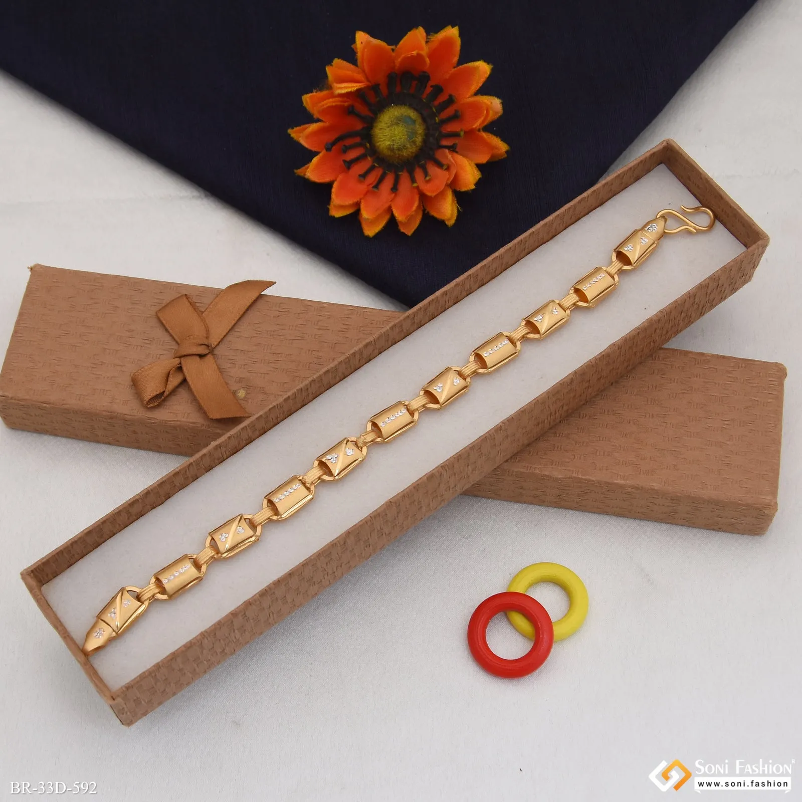 1 Gram Gold Plated Popular Design Nawabi Bracelet for Men - Style D592