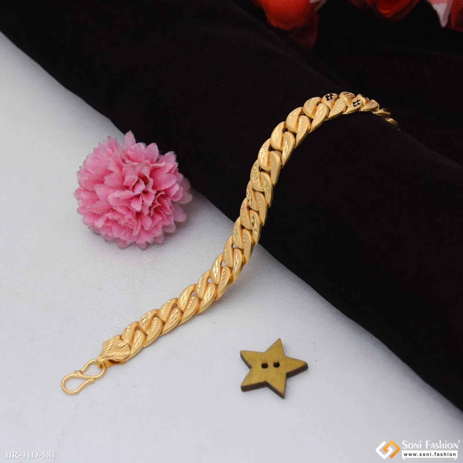 1 Gram Gold Plated Popular Design Pokal Bracelet for Men - Style D581