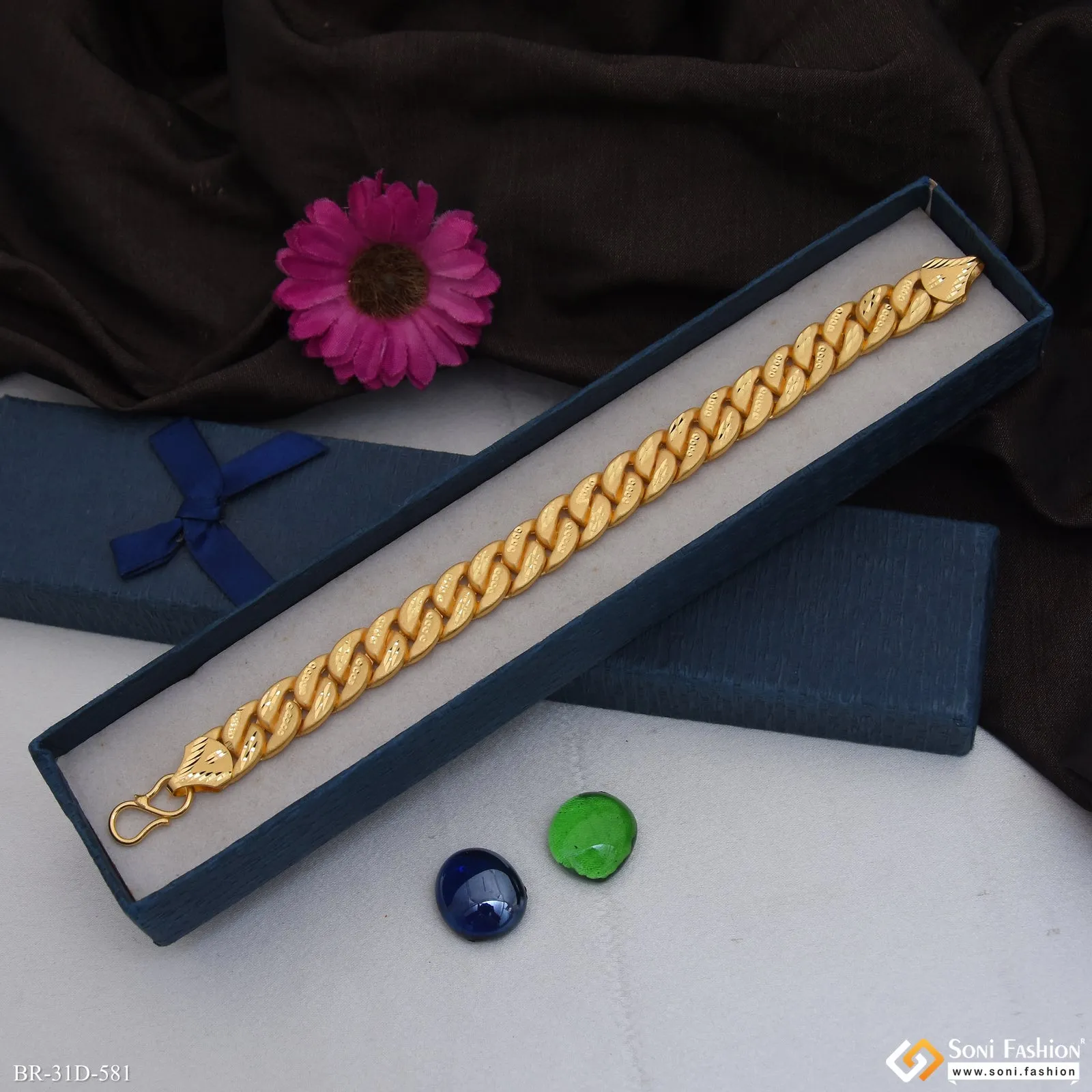 1 Gram Gold Plated Popular Design Pokal Bracelet for Men - Style D581