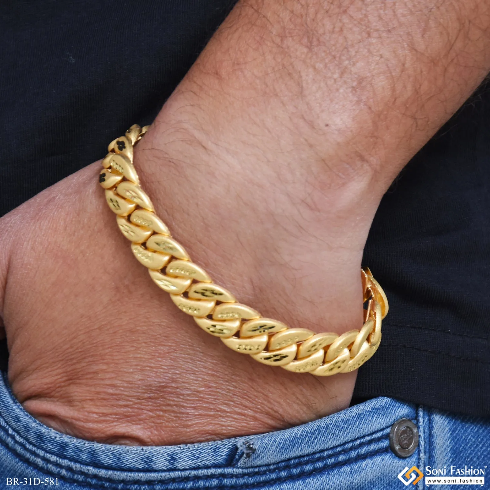 1 Gram Gold Plated Popular Design Pokal Bracelet for Men - Style D581