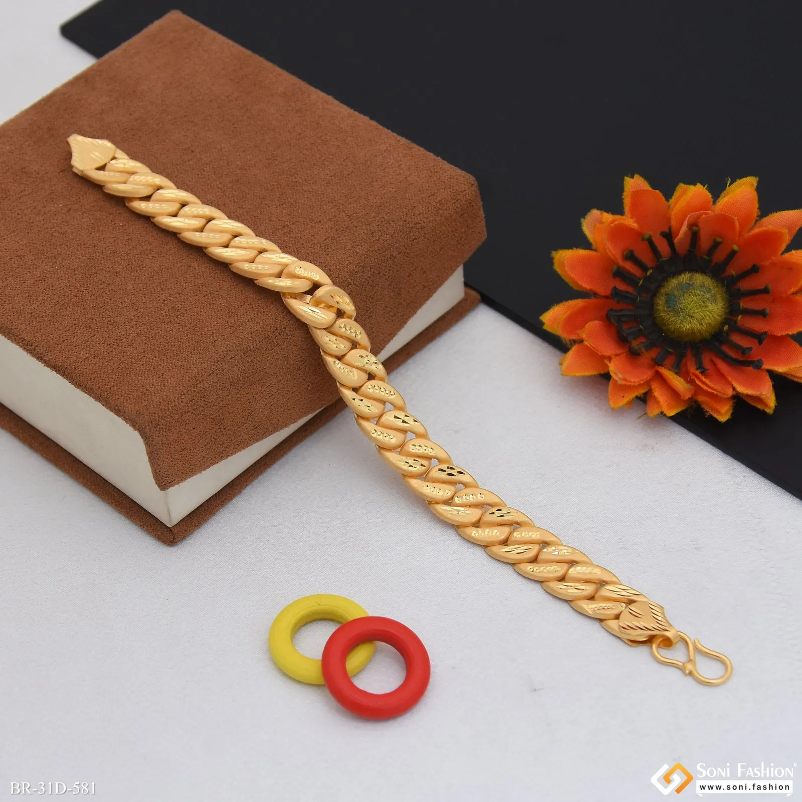 1 Gram Gold Plated Popular Design Pokal Bracelet for Men - Style D581