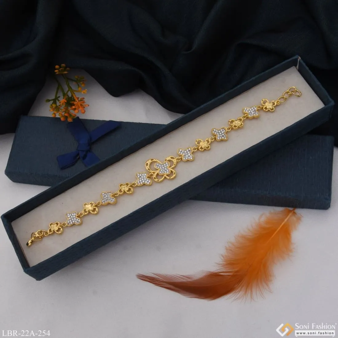 1 Gram Gold Plated With Diamond Fashion-forward Bracelet For Ladies - Style A254