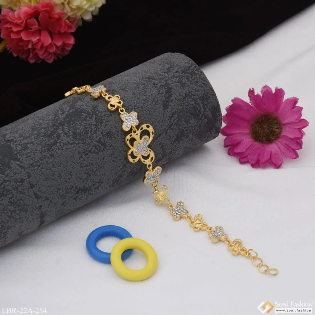 1 Gram Gold Plated With Diamond Fashion-forward Bracelet For Ladies - Style A254