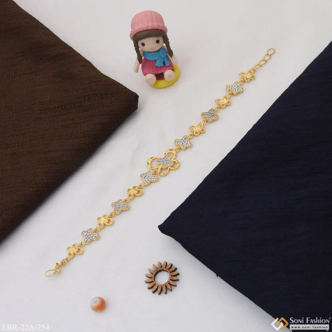 1 Gram Gold Plated With Diamond Fashion-forward Bracelet For Ladies - Style A254