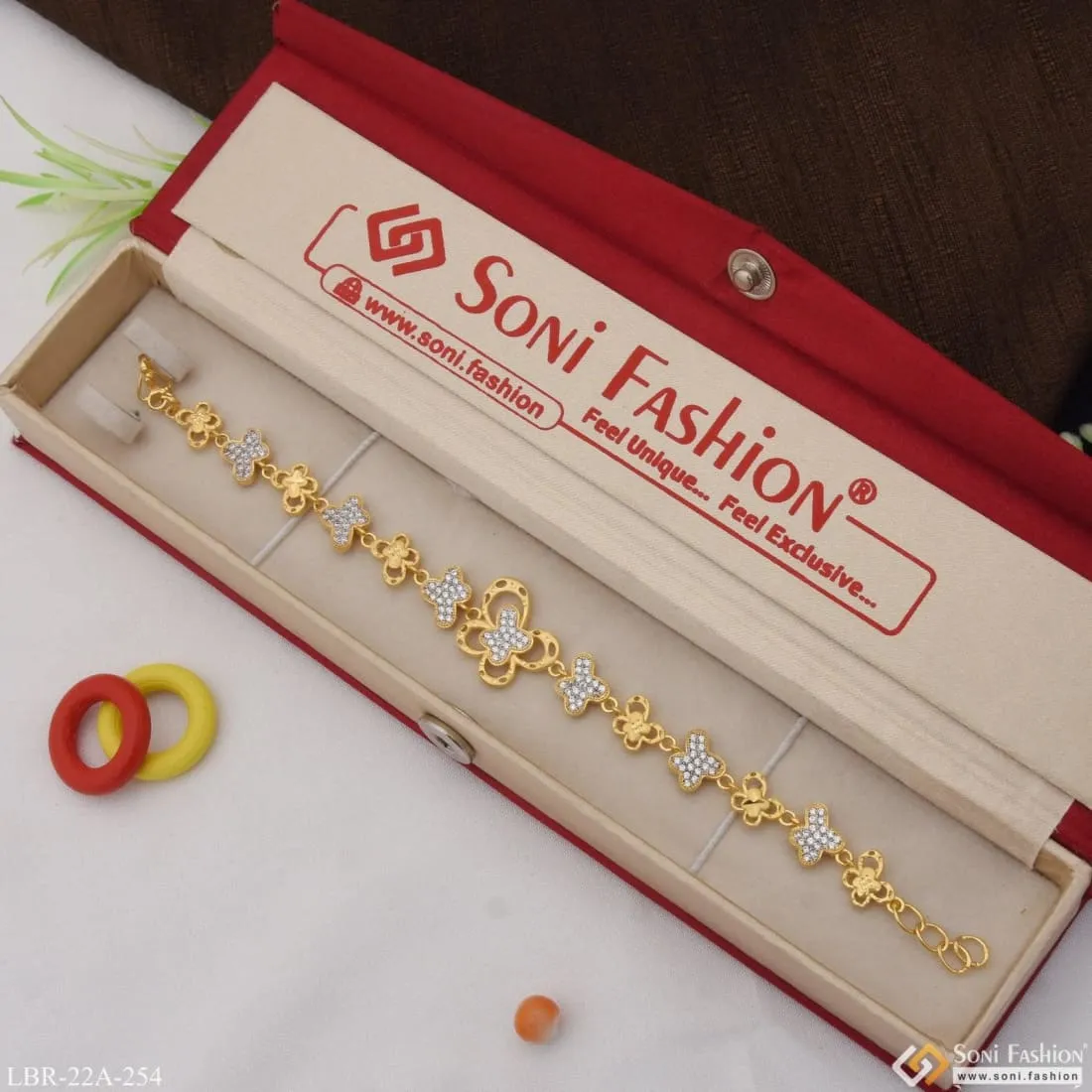1 Gram Gold Plated With Diamond Fashion-forward Bracelet For Ladies - Style A254