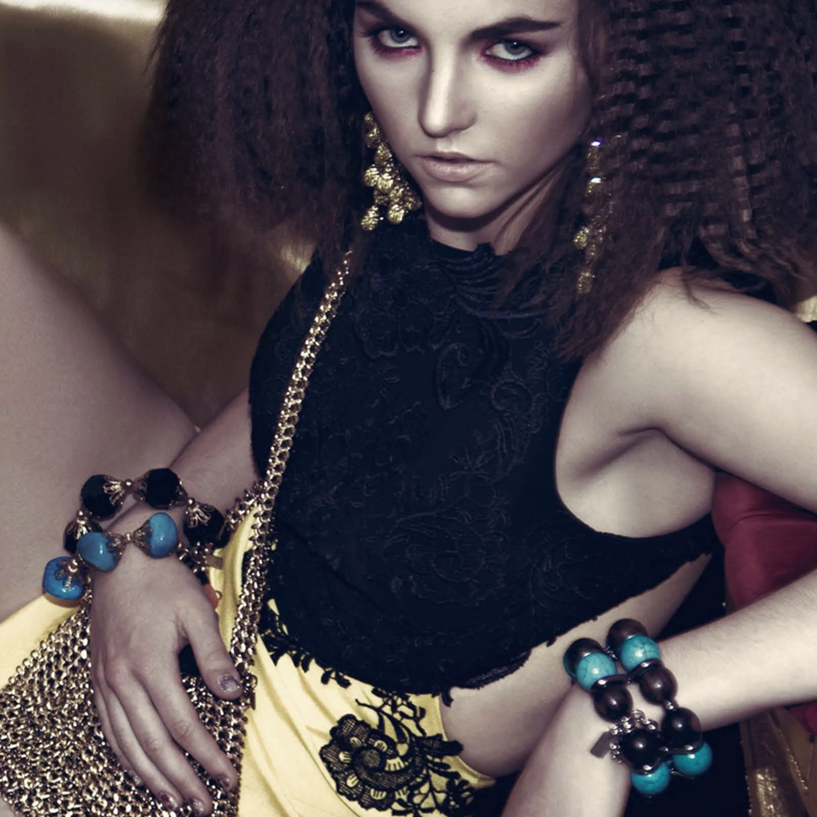 #138b Ebony Wood, Turquoise & Gunmetal Cuff Bracelet