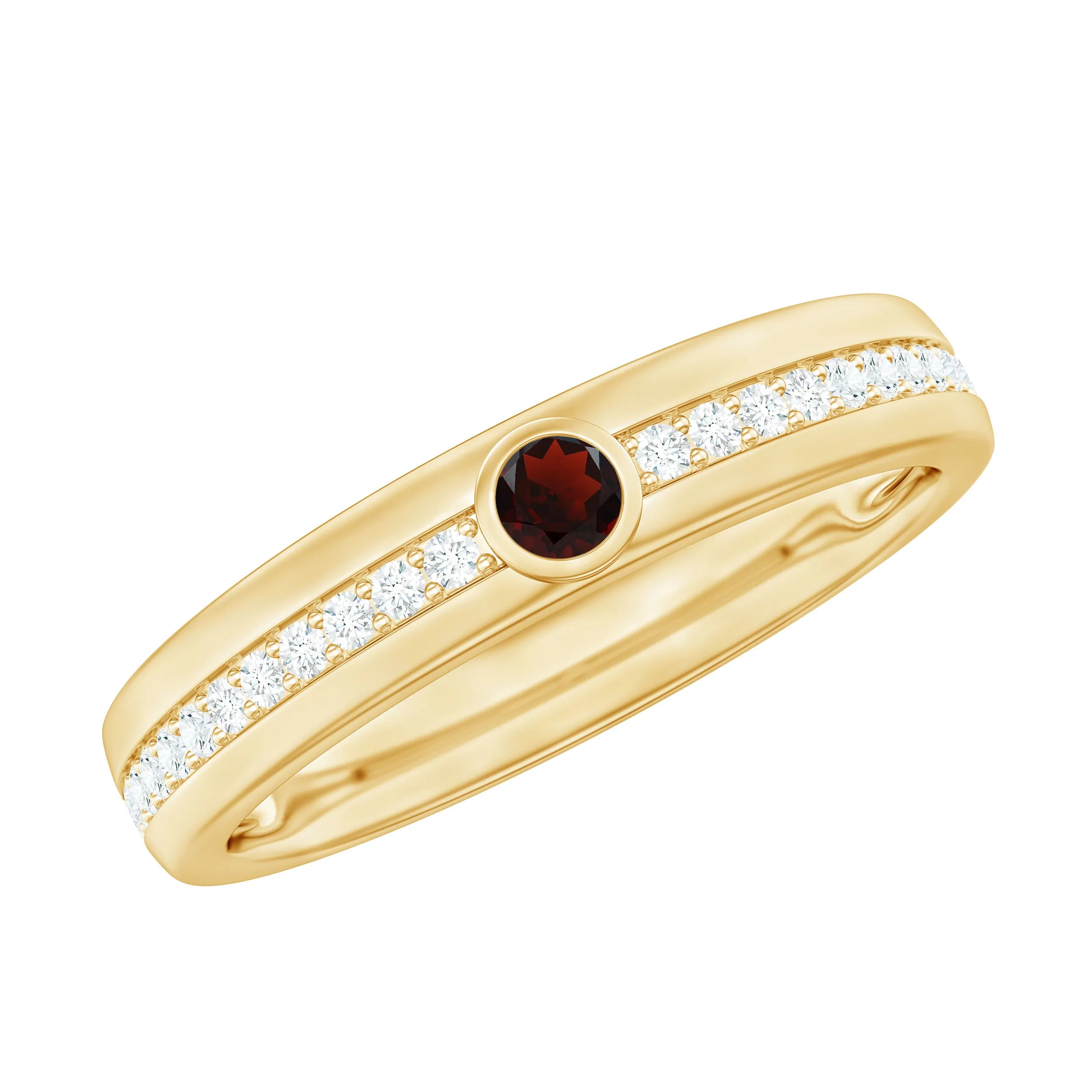 1/4 CT Bezel Set Garnet and Diamond Band