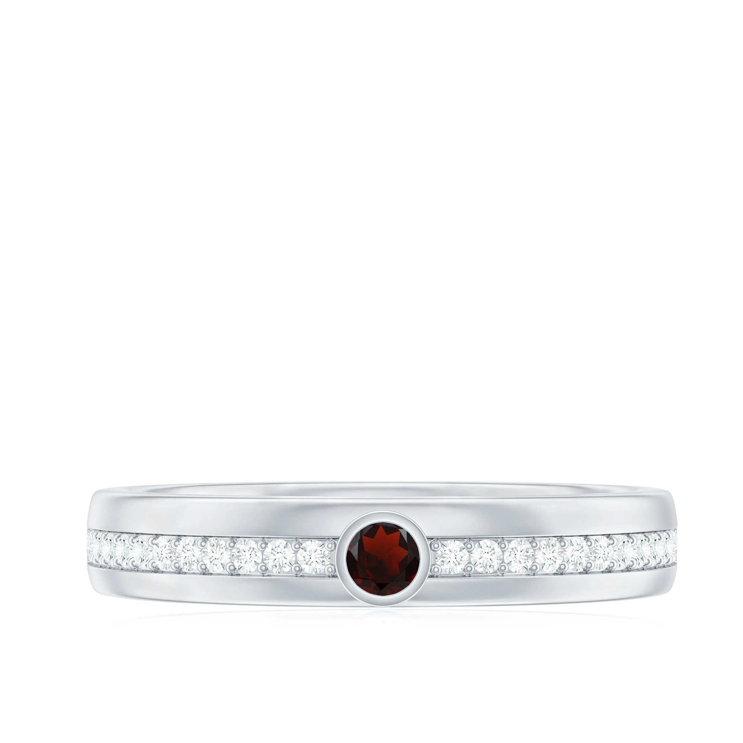 1/4 CT Bezel Set Garnet and Diamond Band