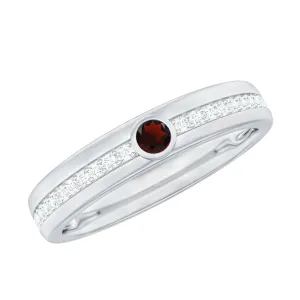 1/4 CT Bezel Set Garnet and Diamond Band