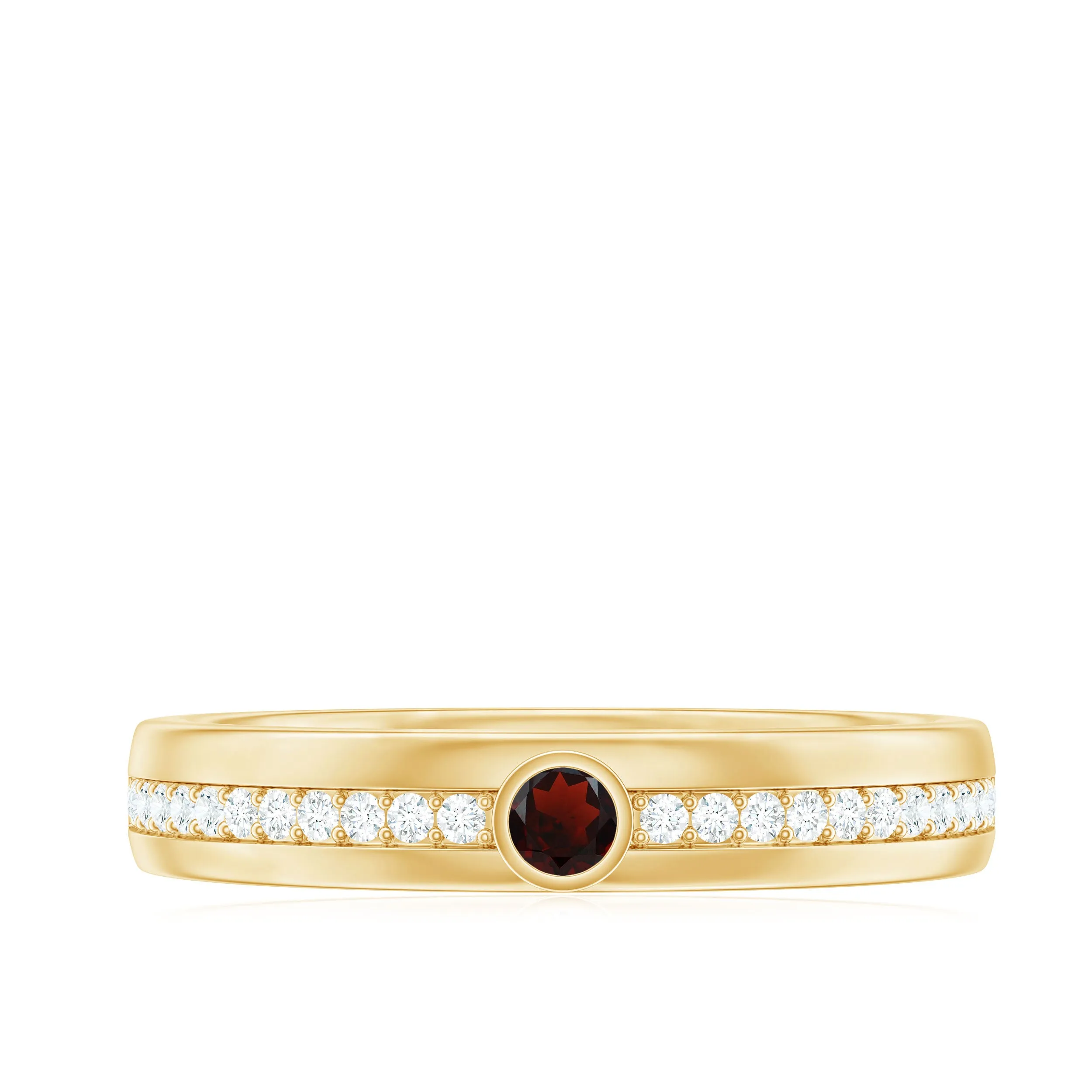 1/4 CT Bezel Set Garnet and Diamond Band