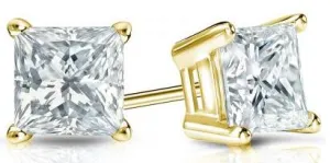 14 Karat Yellow 0.98ct Diamond Stud Earrings