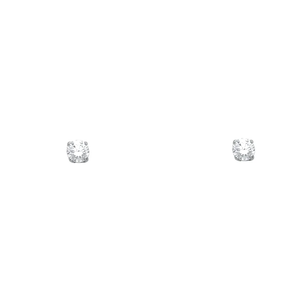 14K 3MM CZ WHITE GOLD BIRTH STONE STUD EARRINGS
