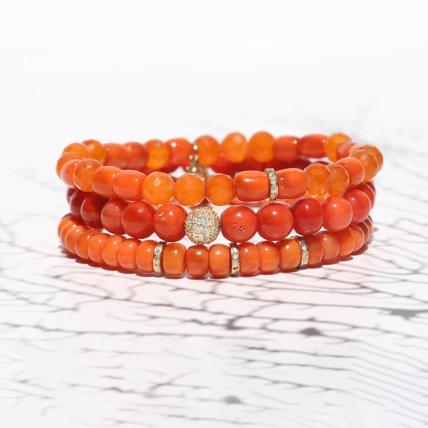 14k Coral Sunset Stack - Orange Mix - One of a Kind