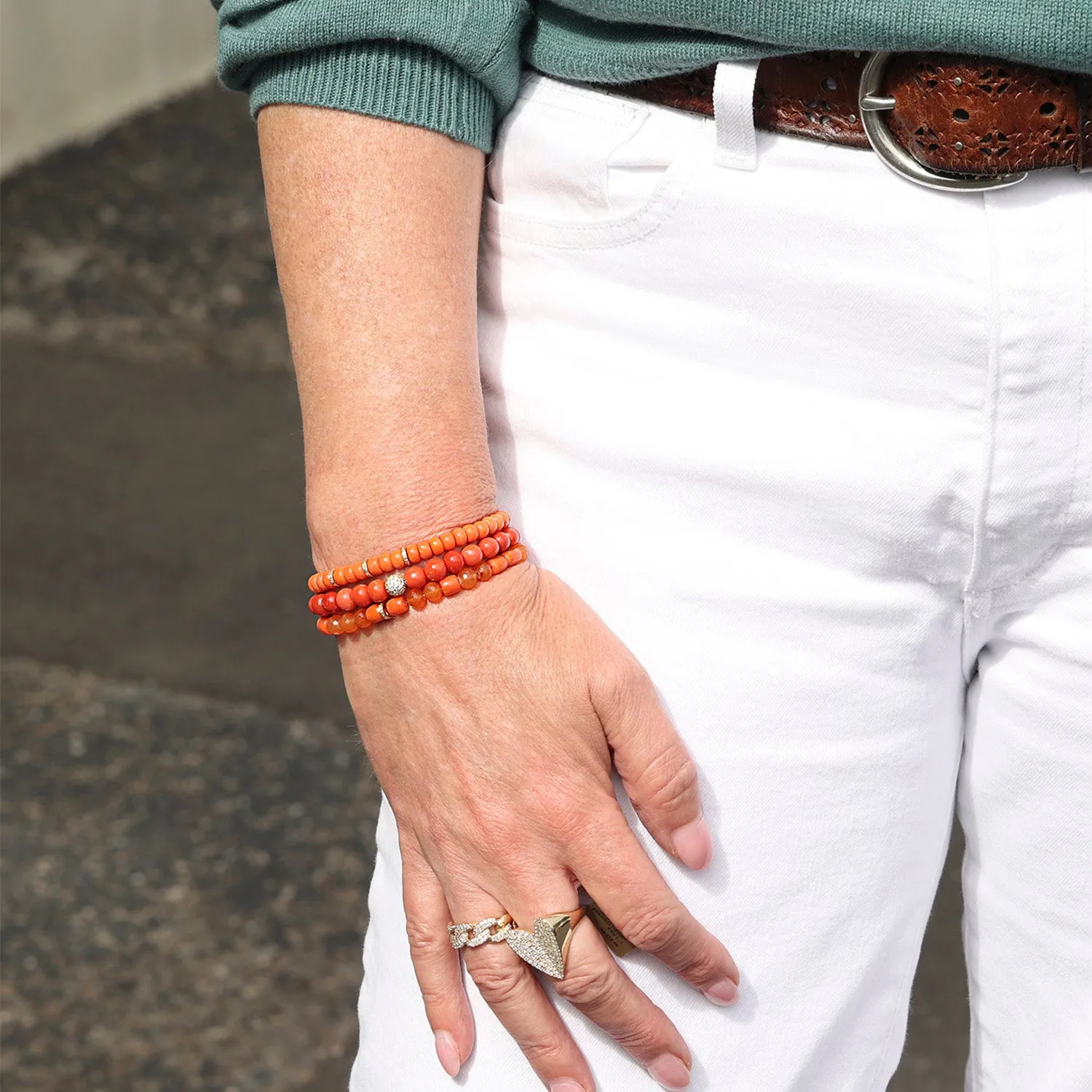 14k Coral Sunset Stack - Orange Mix - One of a Kind