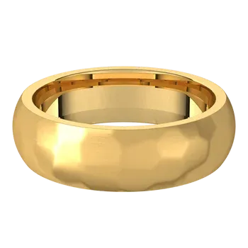 14k Gold 6mm Standard Comfort Fit Classic Wedding Band with Satin Rock or Satin Hammered Finish