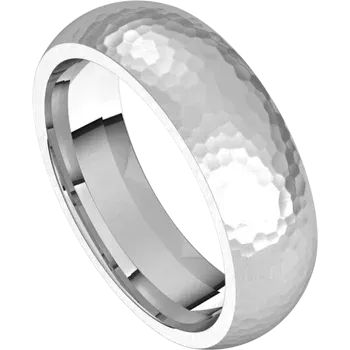 14k Gold 6mm Standard Comfort Fit Classic Wedding Band with Satin Rock or Satin Hammered Finish