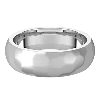14k Gold 6mm Standard Comfort Fit Classic Wedding Band with Satin Rock or Satin Hammered Finish