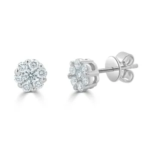14k Gold & Diamond Cluster Earrings - 0.46ct