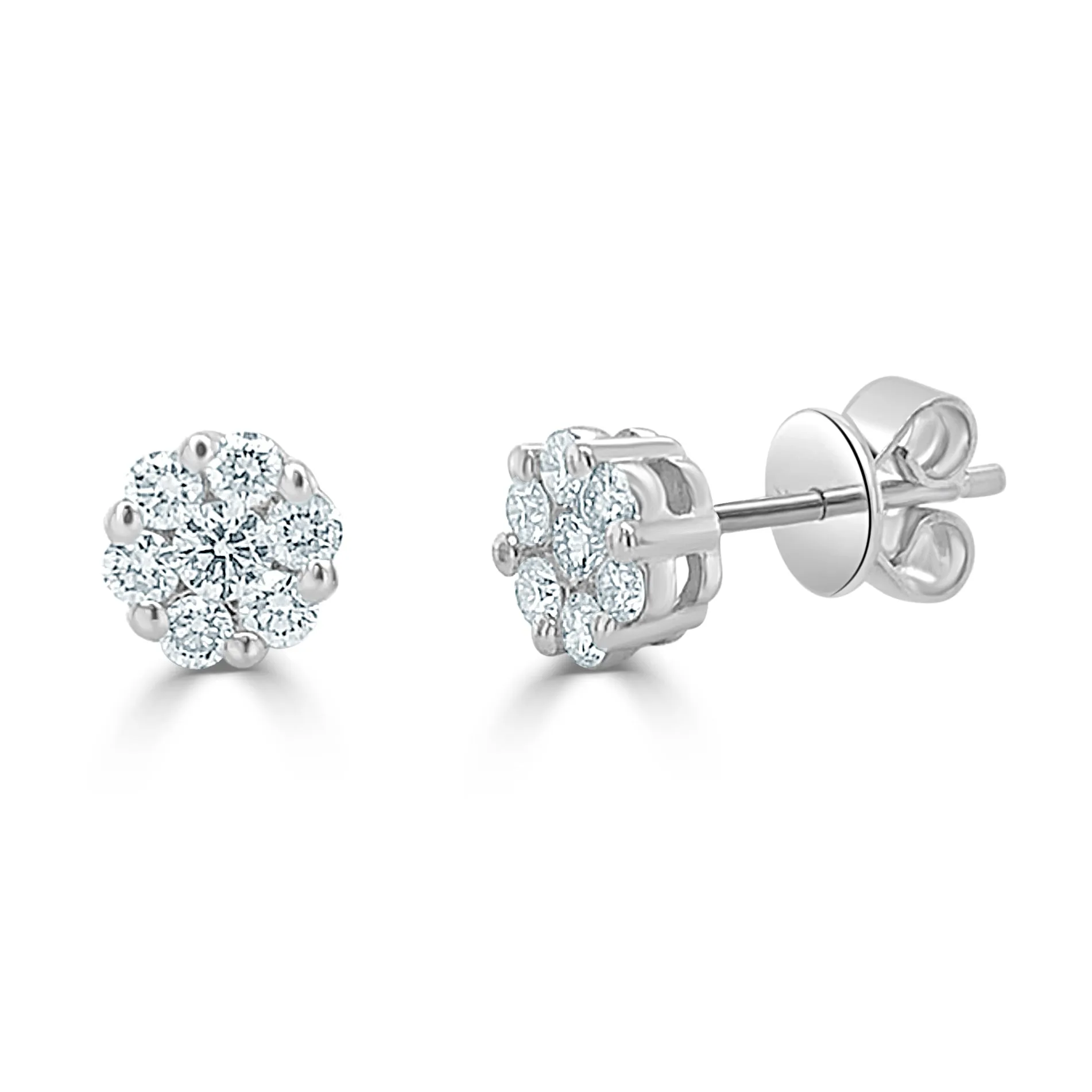 14k Gold & Diamond Cluster Earrings - 0.46ct