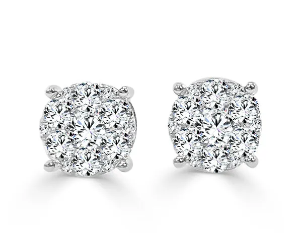 14k Gold & Diamond Cluster Earrings - 0.46ct