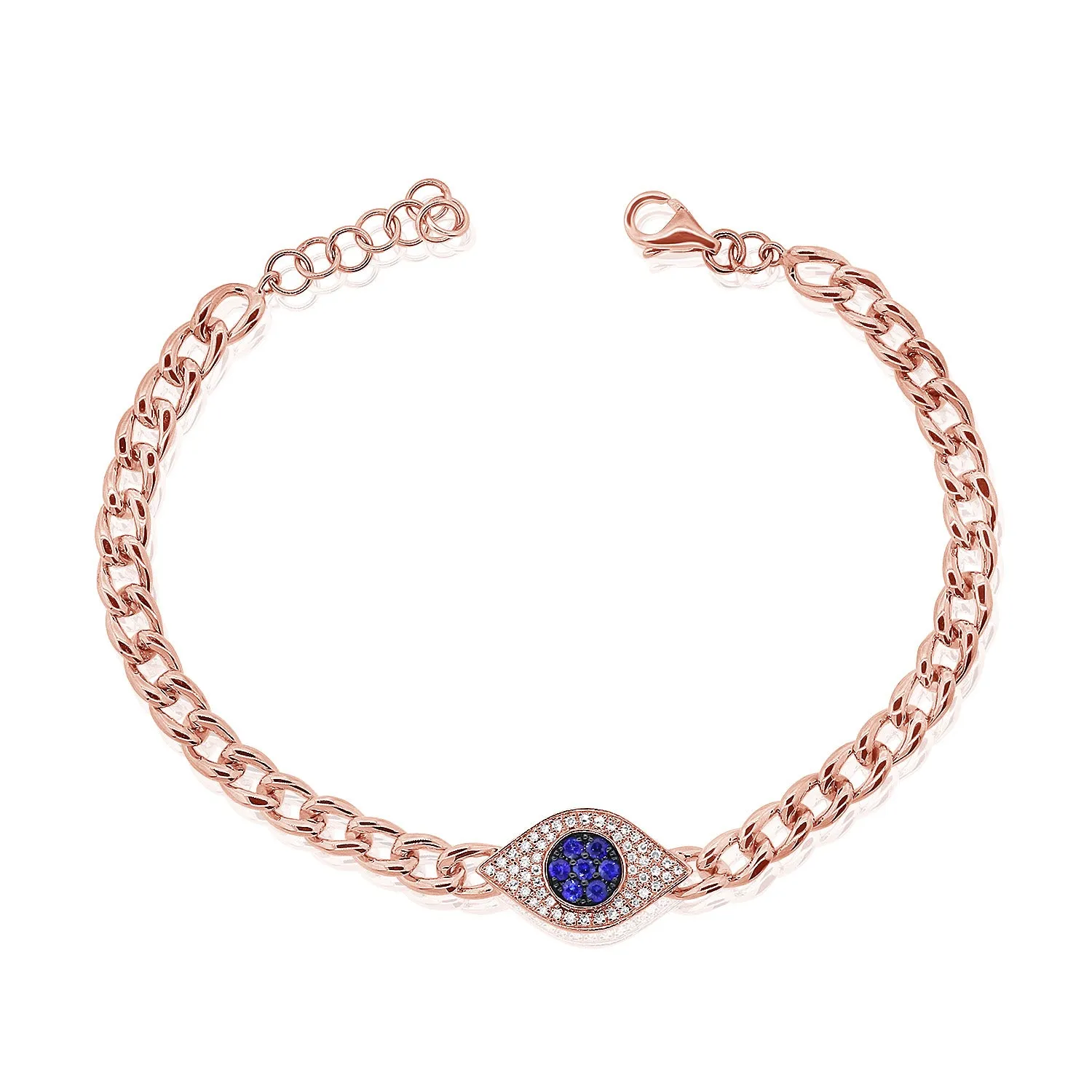 14k Gold & Diamond Evil Eye Link Bracelet - 0.14ct