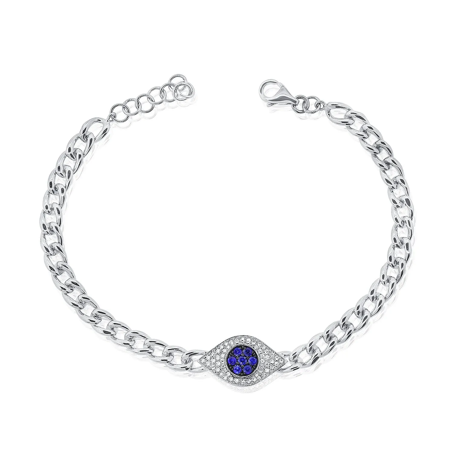 14k Gold & Diamond Evil Eye Link Bracelet - 0.14ct