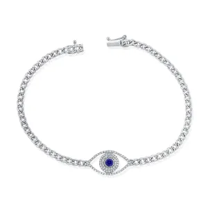 14k Gold & Diamond Evil Eye Link Bracelet - 0.19ct