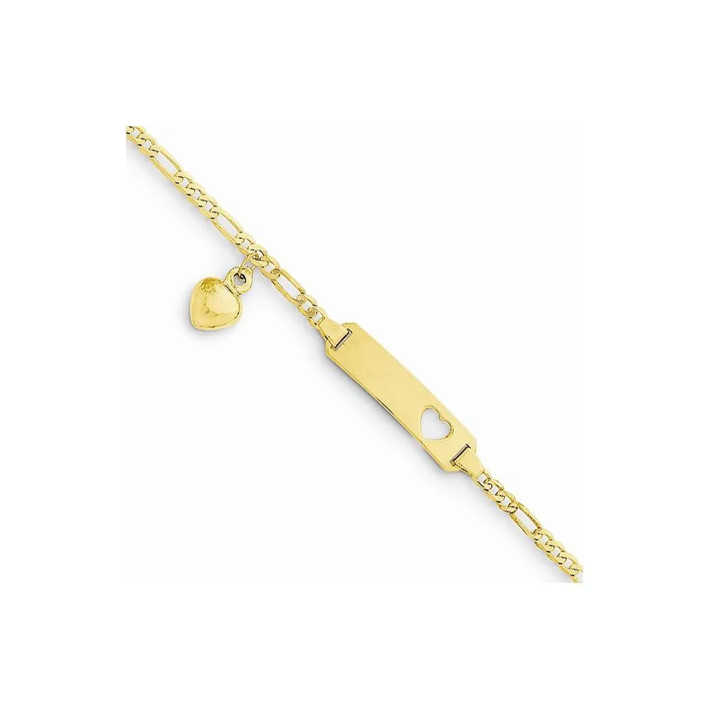 14k with Dangling Heart Baby Child I.D Bracelet