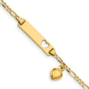 14k with Dangling Heart Baby Child I.D Bracelet