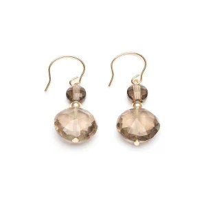 14k Yellow Gold Smokey Quartz Earrings