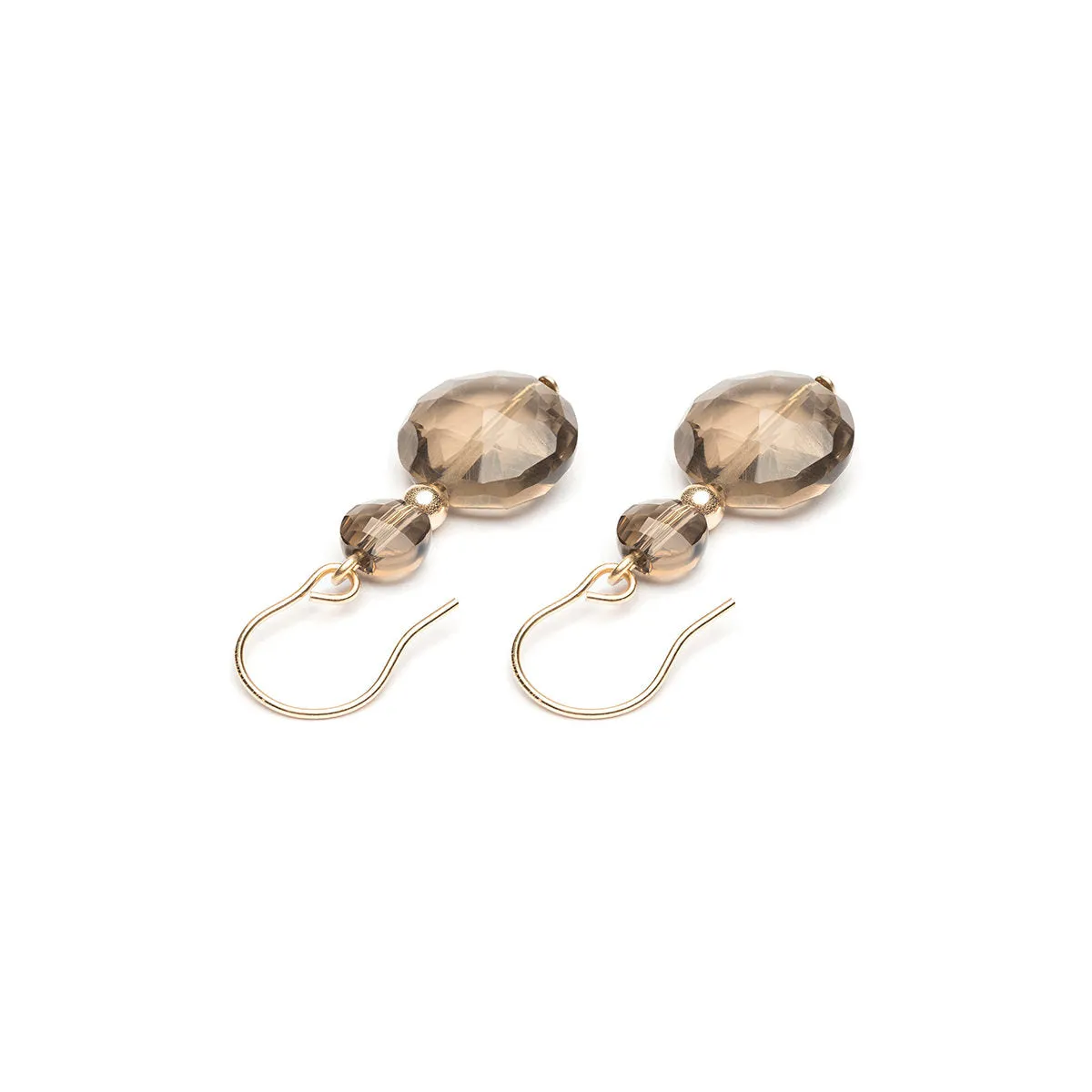 14k Yellow Gold Smokey Quartz Earrings