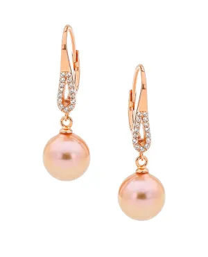 18ct Rg Plated Pink Edison CZ Hoop Clip Earrings