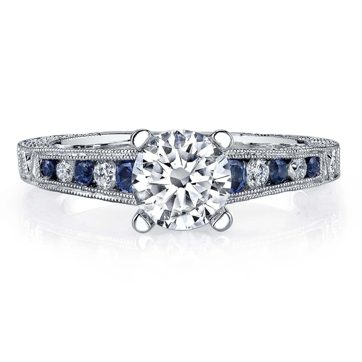 18K White Gold Diamond And Sapphire Engagement Ring