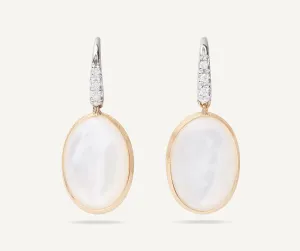 18K Yellow Gold Mother of Pearl & Diamond Drop Earrings