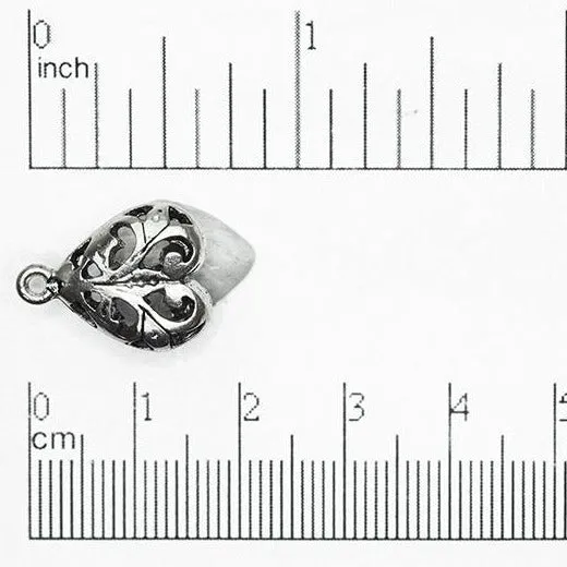 18mm x 13mm Filigree Heart Leaf Post Earring w/ Loop - Made of Pewter - Sold Individually - CBSG2