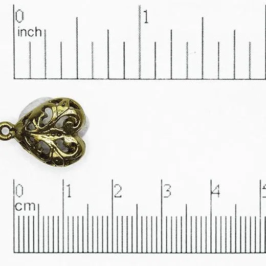 18mm x 13mm Filigree Heart Leaf Post Earring w/ Loop - Made of Pewter - Sold Individually - CBSG2