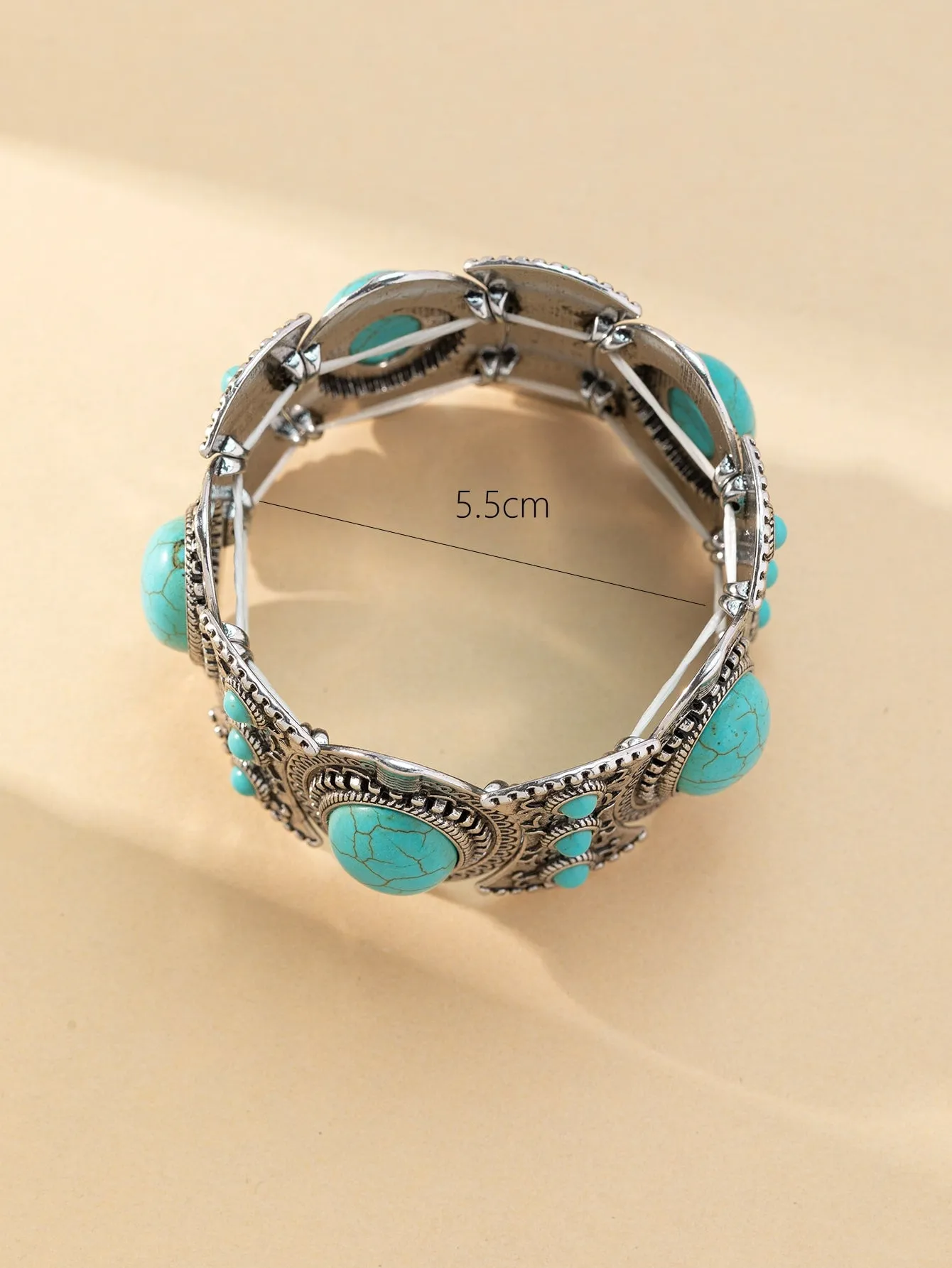 1pc Vintage Style Turquoise Bracelet For Women Wide Bracelet
