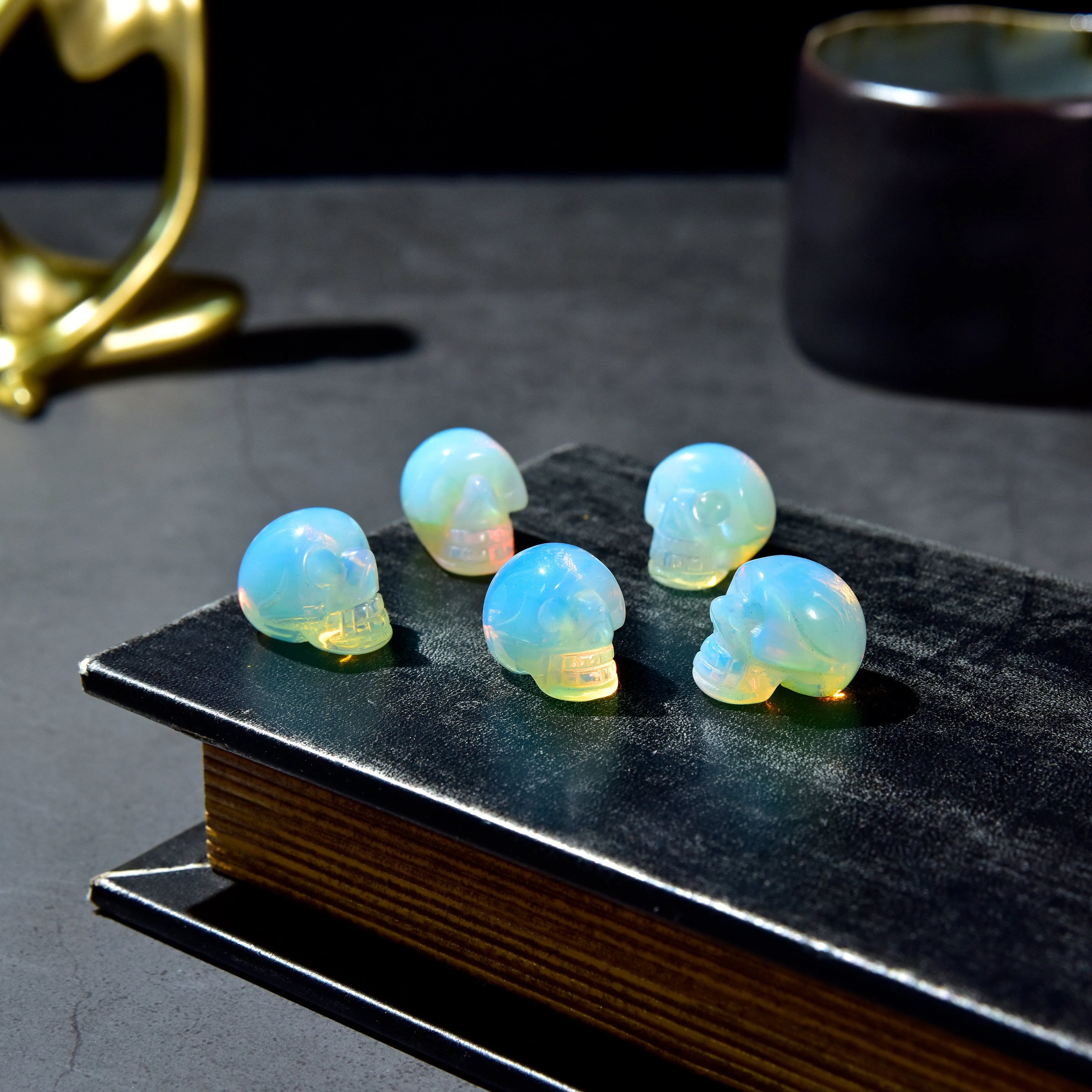 1" Opalite Moonstone Skull Gemstone Carving