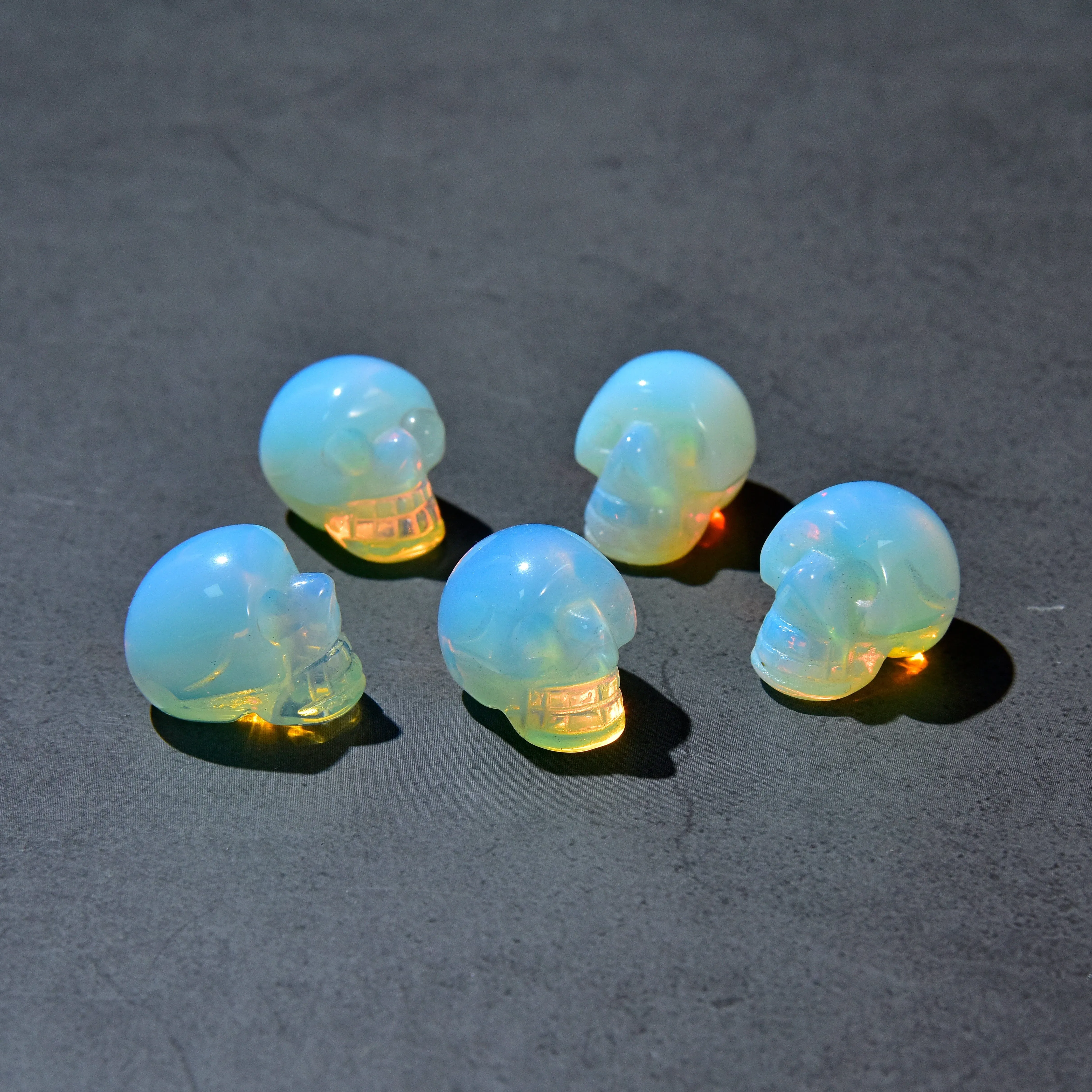 1" Opalite Moonstone Skull Gemstone Carving