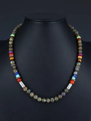 20" Navajo Single Strand Beaded Labradorite Necklace