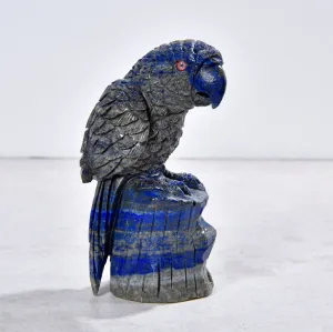 2.4" Natural Lapis Parrot Gemstone Carving