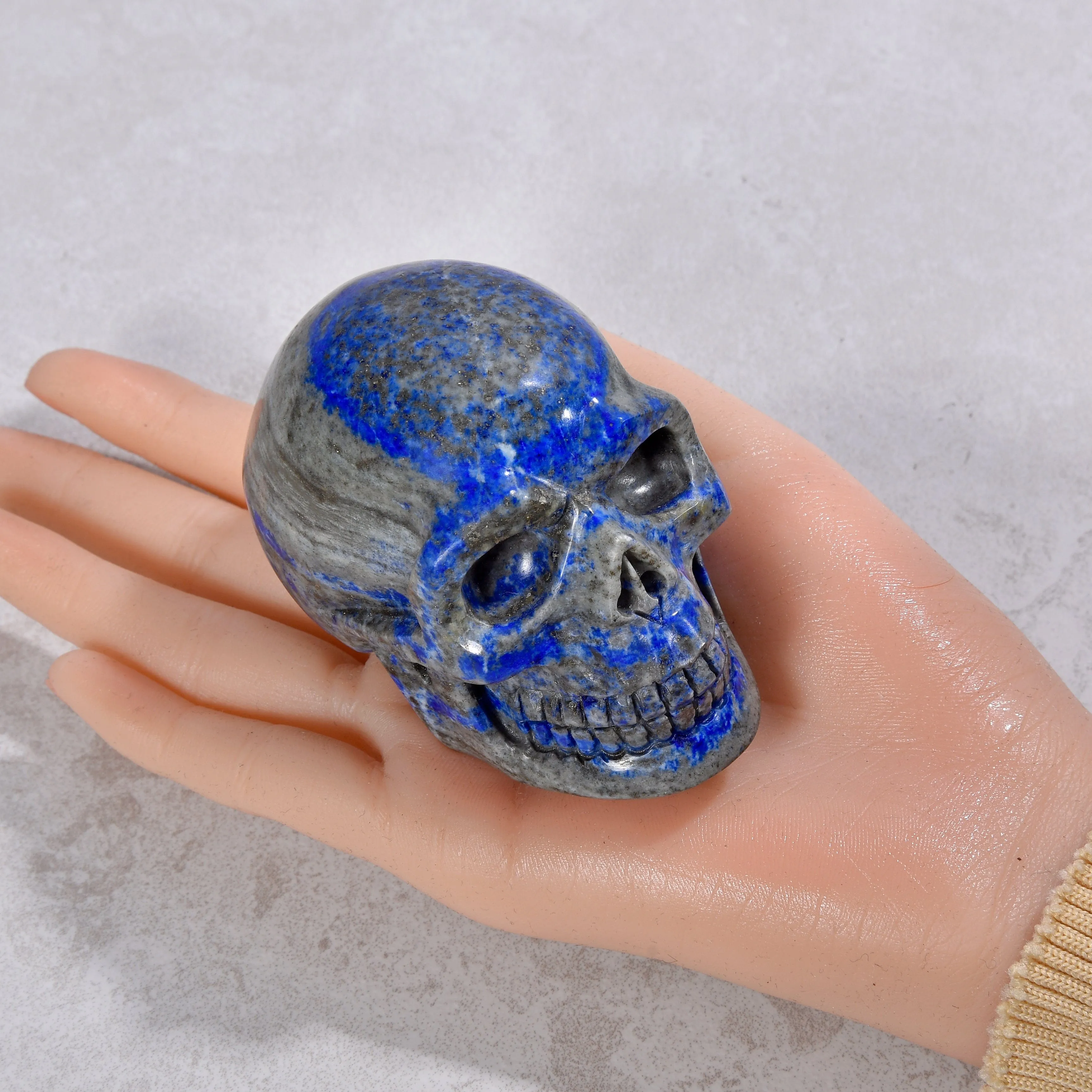 2" Natural Lapis Skull Gemstone Carving