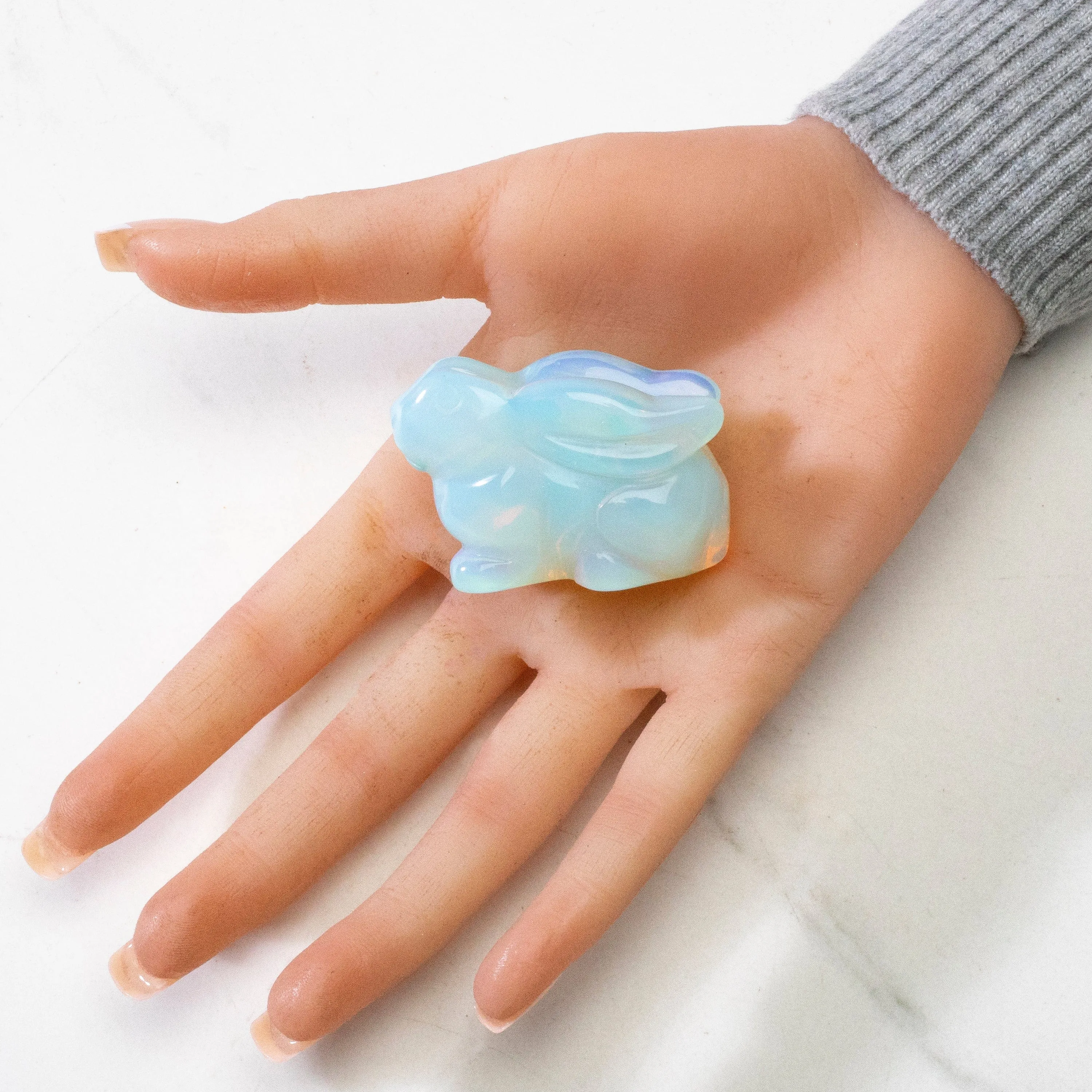 2" Opalite Moonstone Rabbit Gemstone Carving