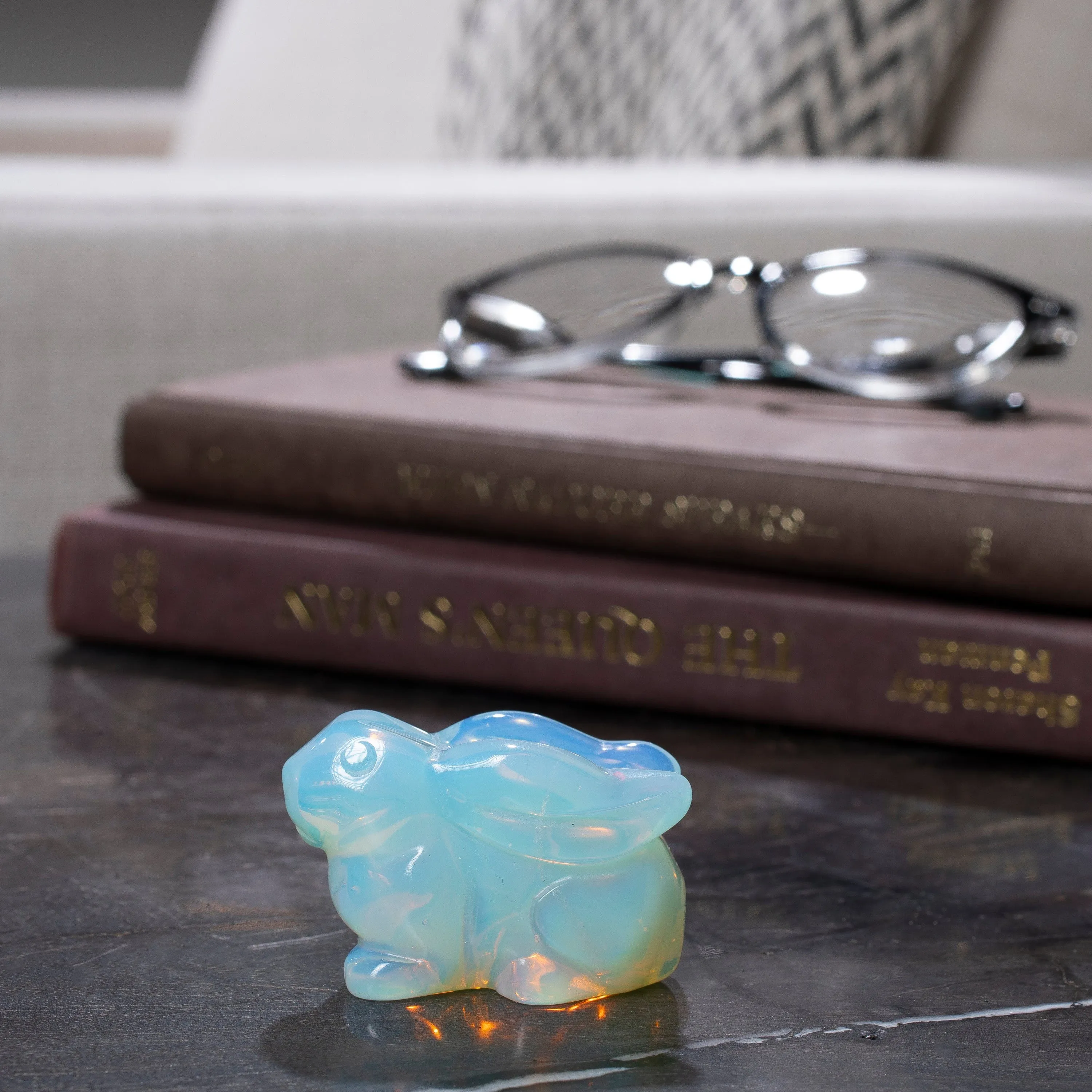 2" Opalite Moonstone Rabbit Gemstone Carving