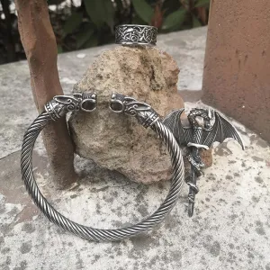 3 Pcs Celtic Dragon Stainless Steel Jewelry Set