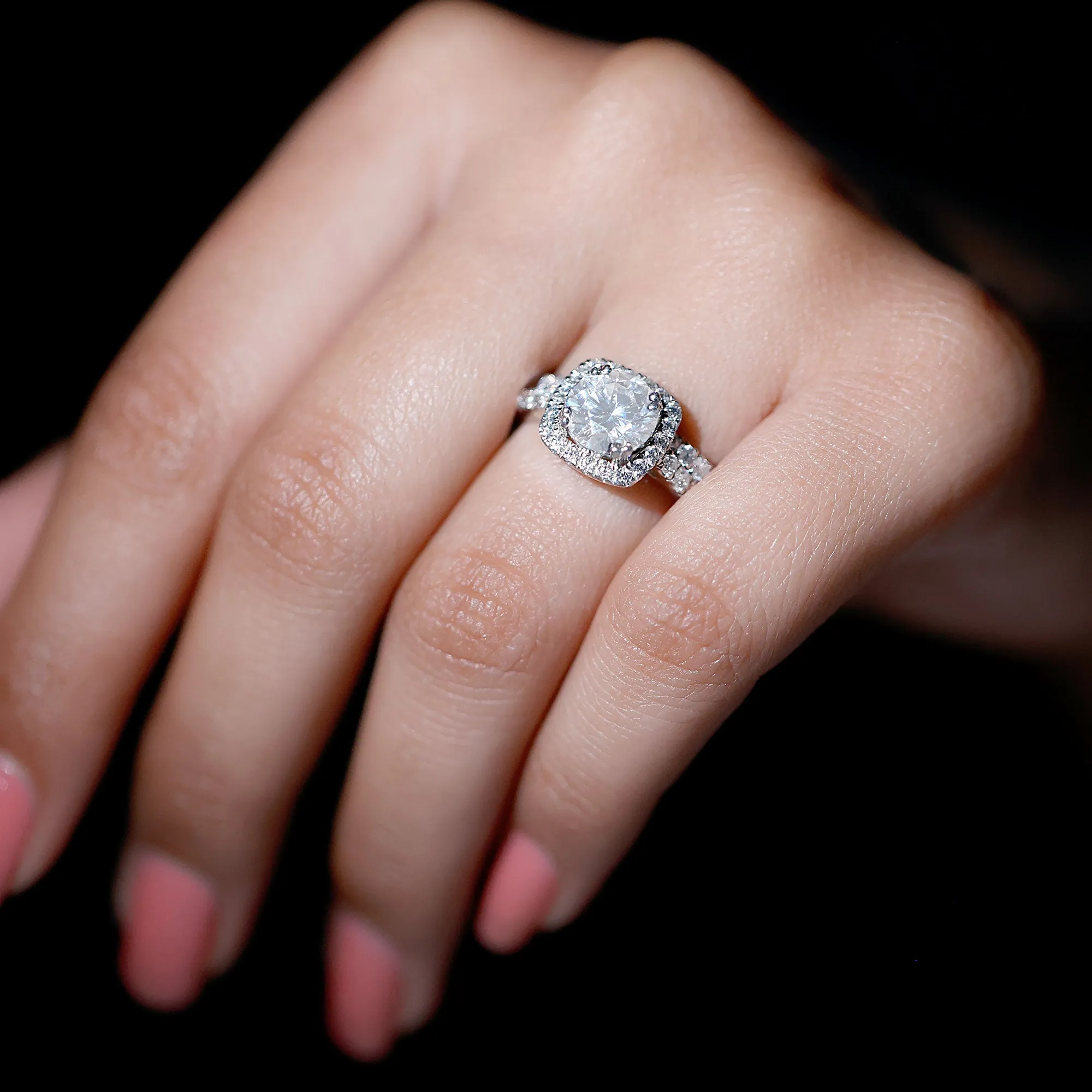 3.25 CT Round Certified Moissanite Wedding Silver Ring Set with Halo